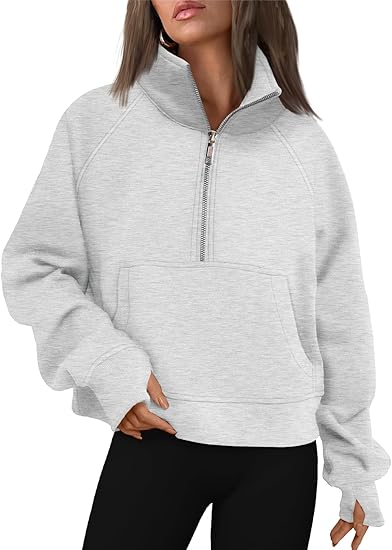 AUTOMET Womens Sweatshirts Half Zip Cropped Pullover