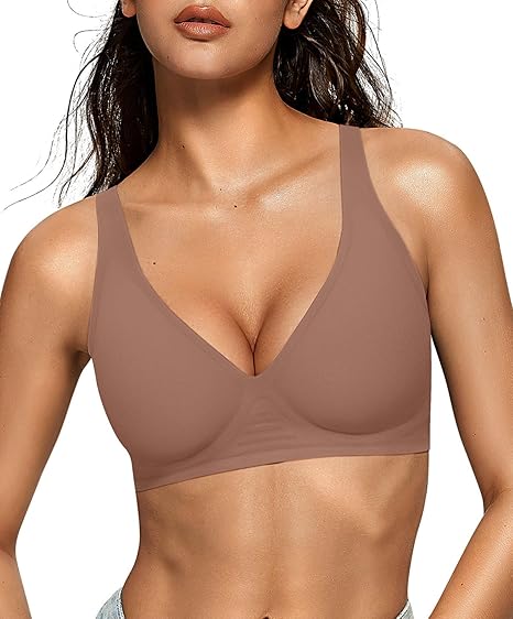OEAK Womens Deep V Bras Wireless Comfortable Bra